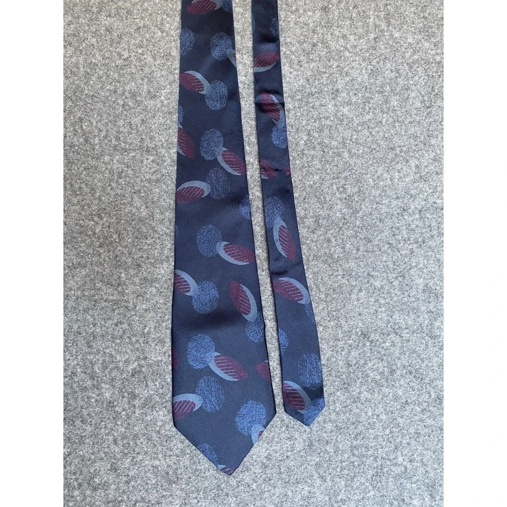 VTG Yves Saint Laurent Navy 100% Silk Necktie USA Abstract Dark Academia 80s 90s